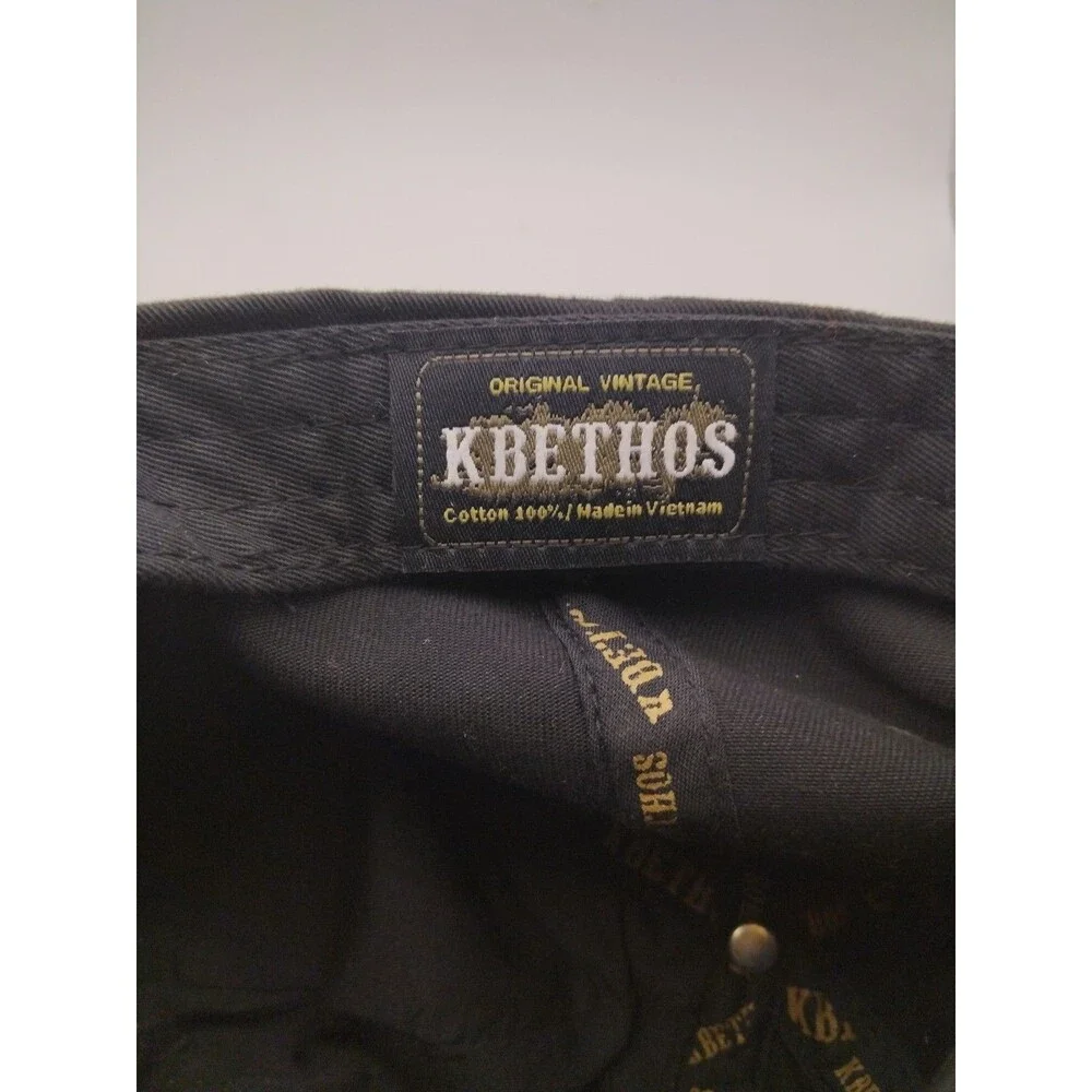 KBETHOS Y2K Rhinestone Embroidered Hat Black/Grey/Red Distressed Cap Vintage
